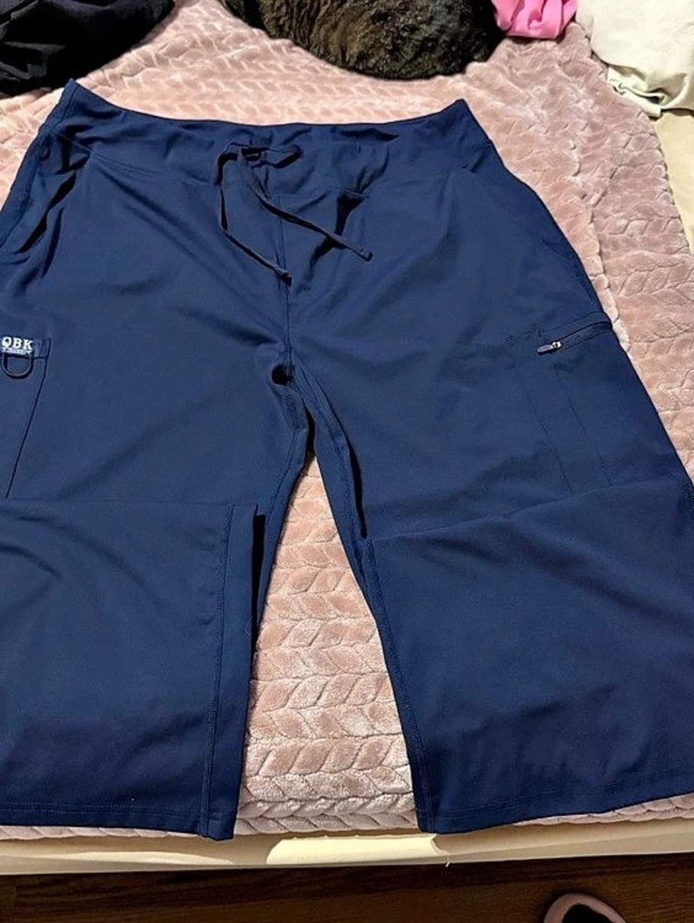 QBK Yoga Scrub Pants Women Five Pocket Cargo Scrub Pant Navy Blue 3XL